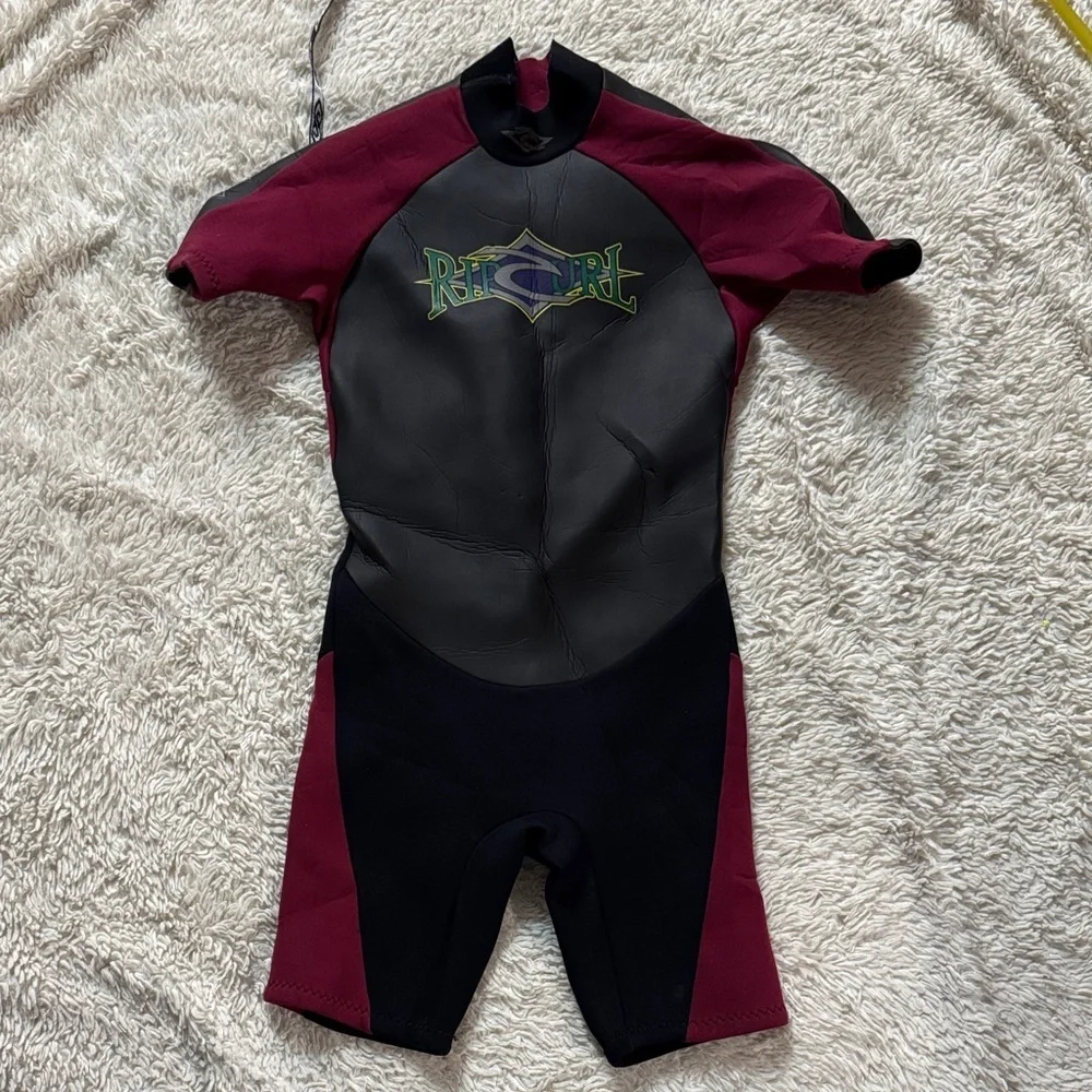 Rip Curl Kids Rashguard - Black and Burgundy